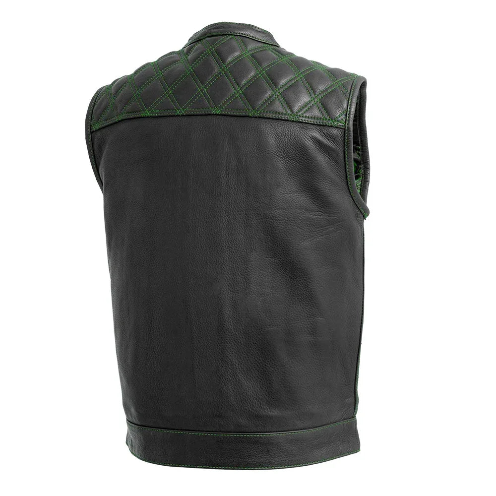 Downside Men's Motorcycle Leather Vest - Lux Ryder