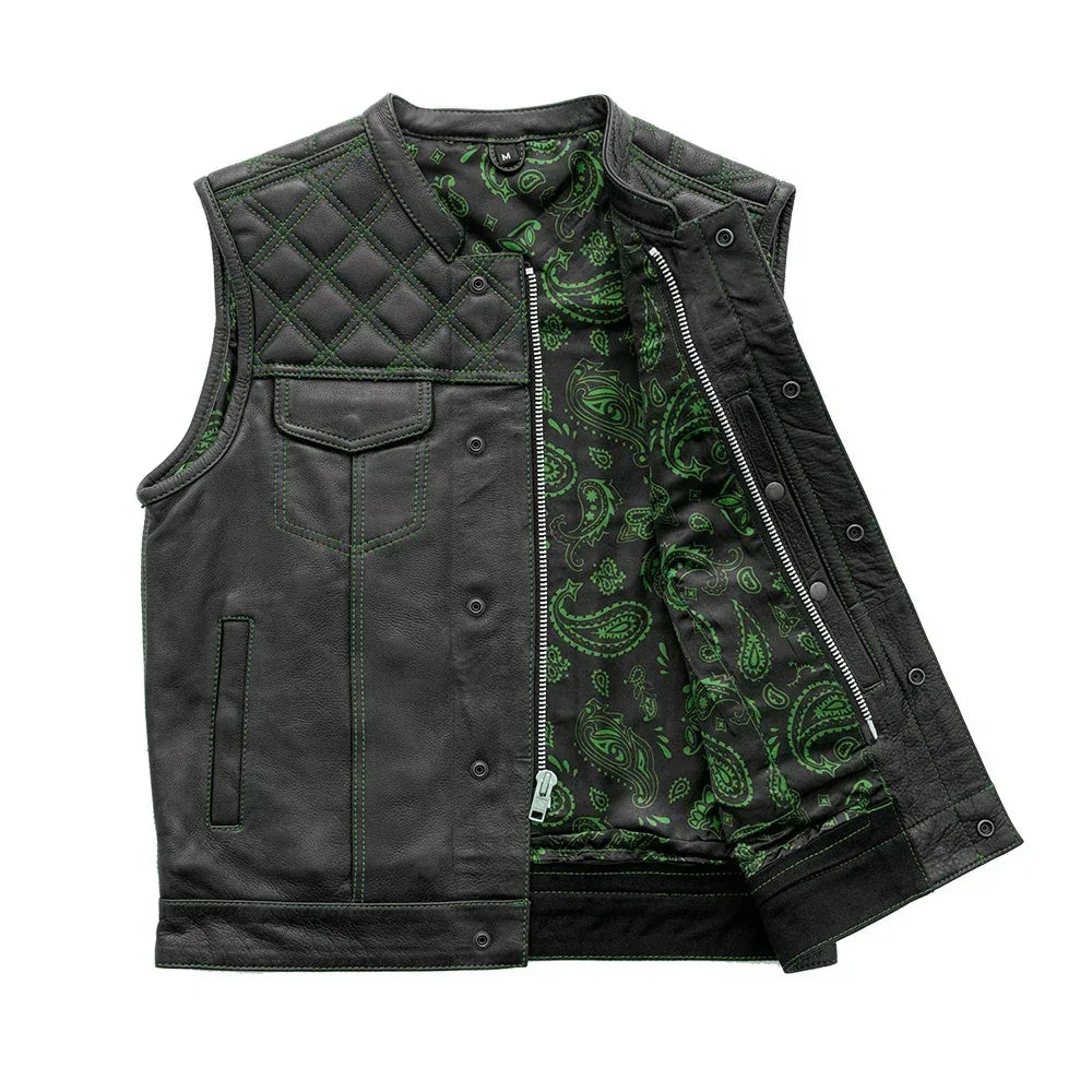 Downside Men's Motorcycle Leather Vest - Lux Ryder