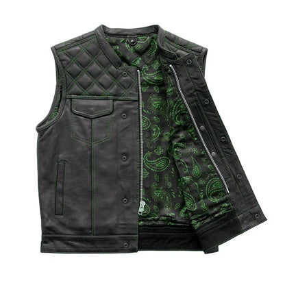 Downside Men's Motorcycle Leather Vest - Lux Ryder