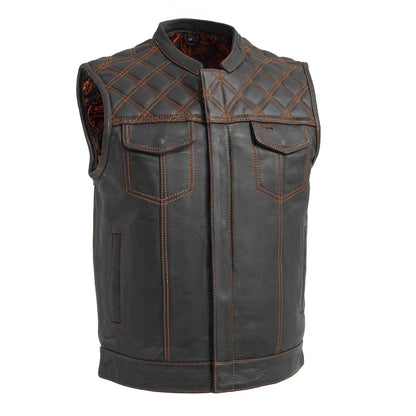 Downside Men's Motorcycle Leather Vest - Lux Ryder