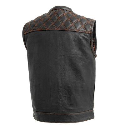 Downside Men's Motorcycle Leather Vest - Lux Ryder