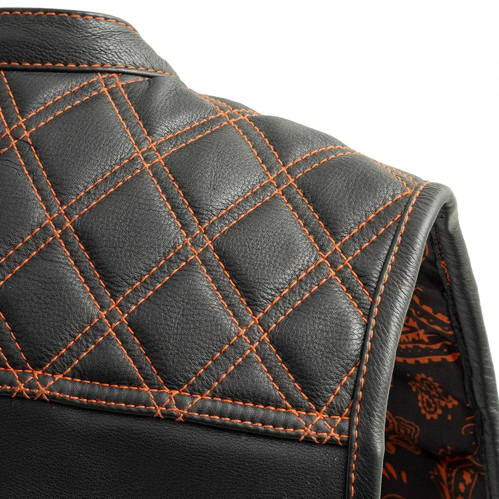 Downside Men's Motorcycle Leather Vest - Lux Ryder