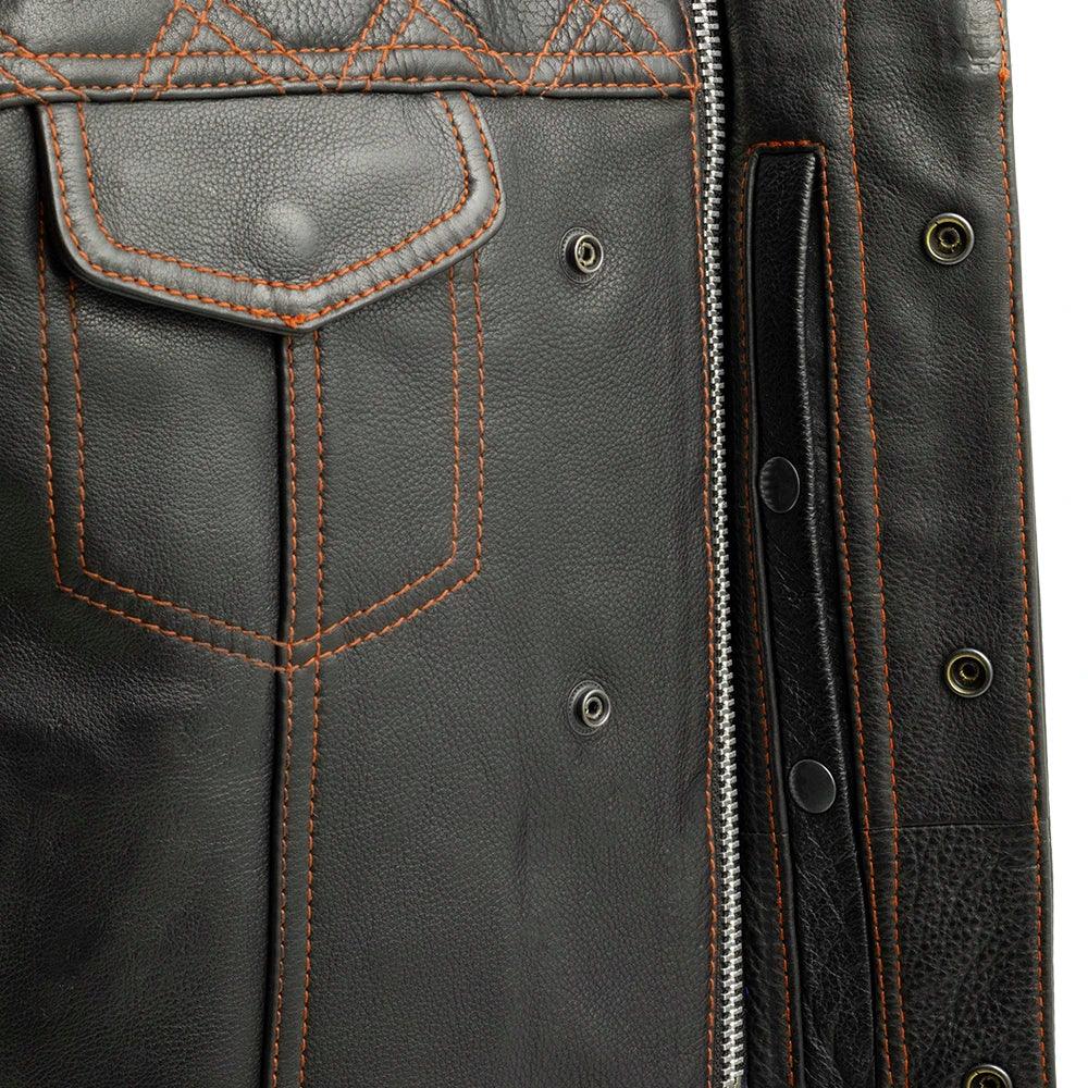 Downside Men's Motorcycle Leather Vest - Lux Ryder