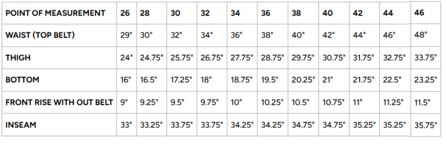 Size Chart