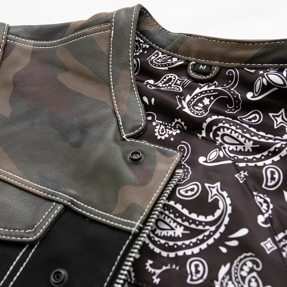 Infantry Motorcycle Leather Canvas Vest - Lux Ryder