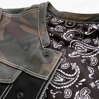 Infantry Motorcycle Leather Canvas Vest - Lux Ryder