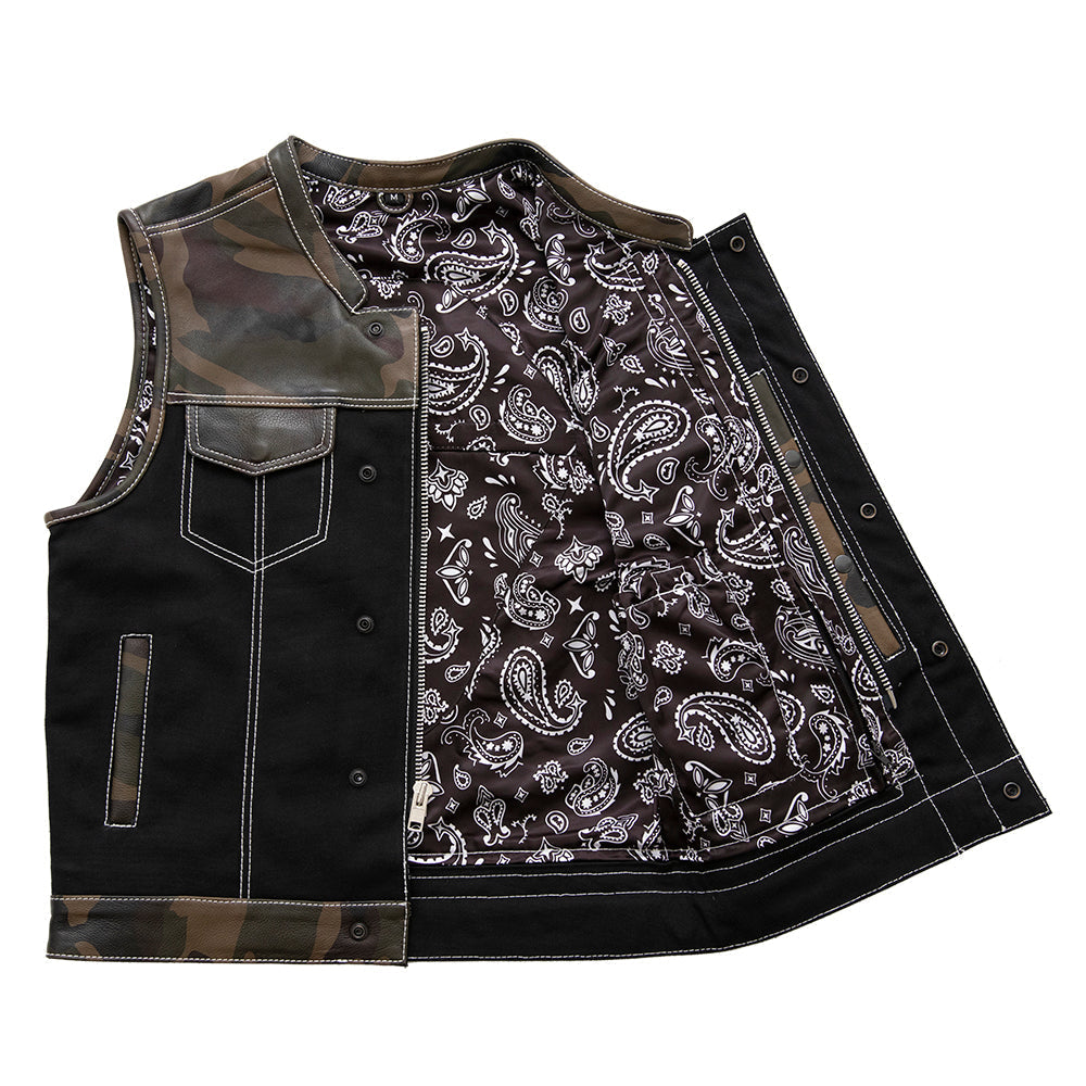 Infantry Motorcycle Leather Canvas Vest - Lux Ryder