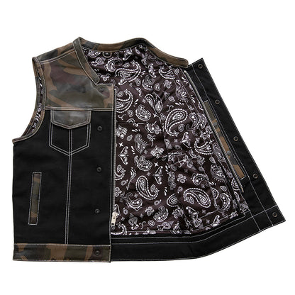 Infantry Motorcycle Leather Canvas Vest - Lux Ryder