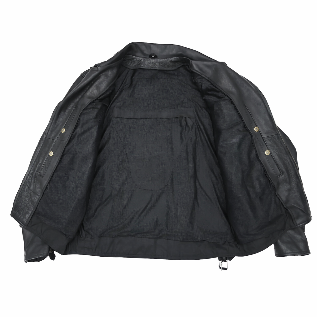 Black leather Jacket with Utility Pockets | LuxRyder