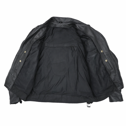 Black leather Jacket with Utility Pockets | LuxRyder