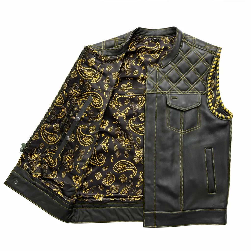 Gold Leather vest | LuxRyder