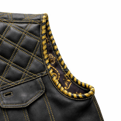 yellow stitching Leather vest | LuxRyder