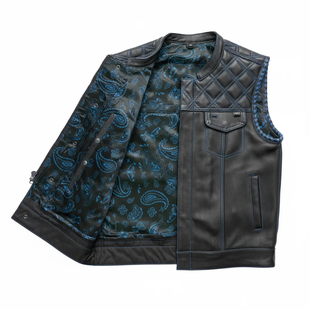 blue Leather vest | LuxRyder