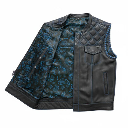 blue Leather vest | LuxRyder