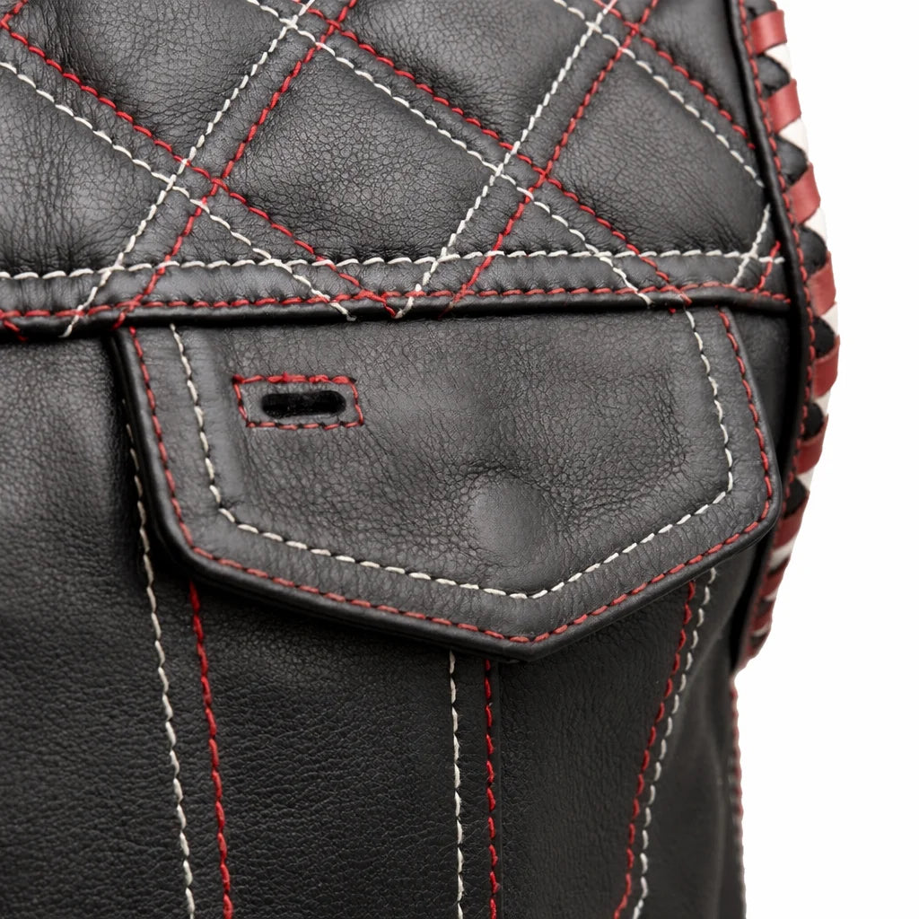 red stitching Leather vest | LuxRyder