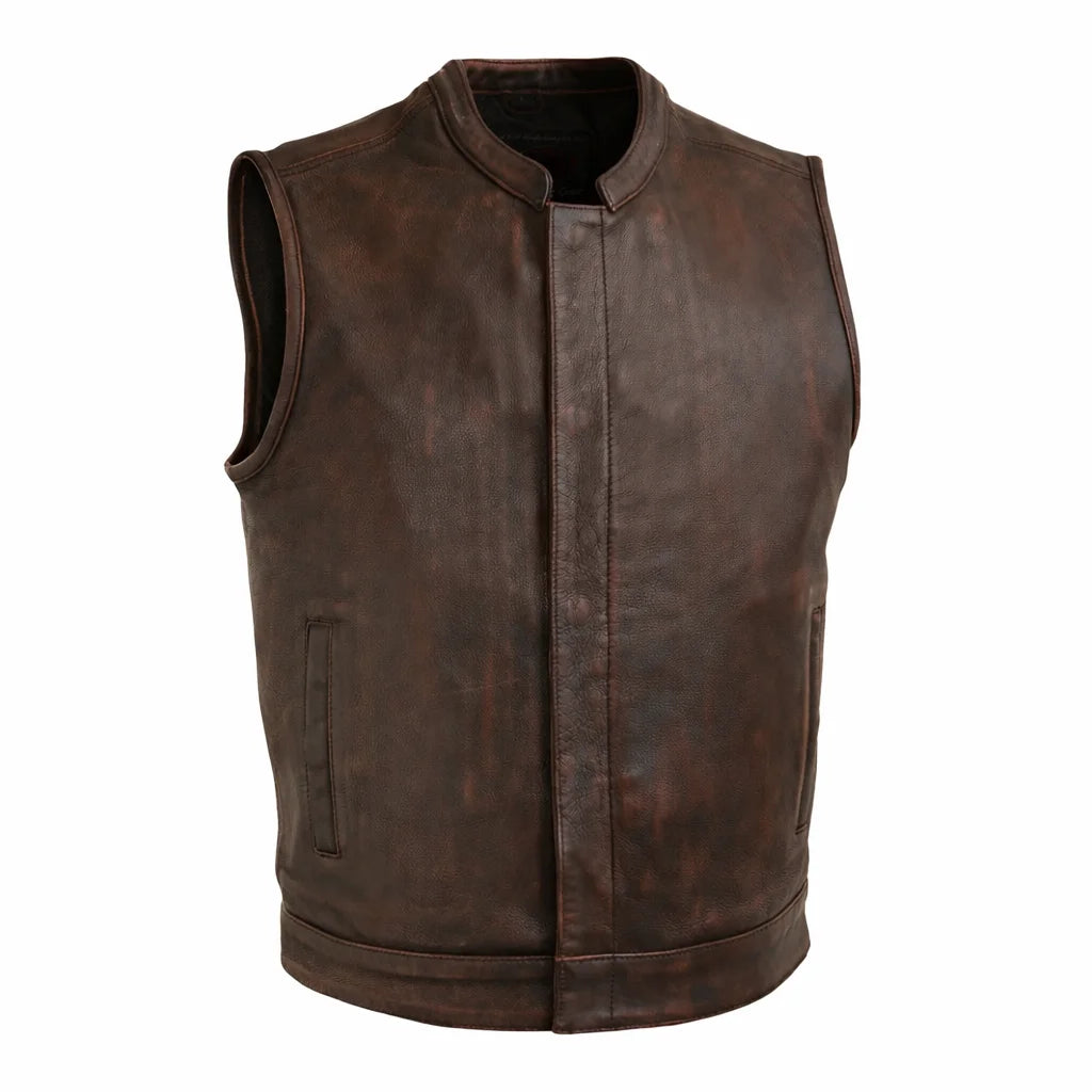 Brown leather vest | LuxRyder