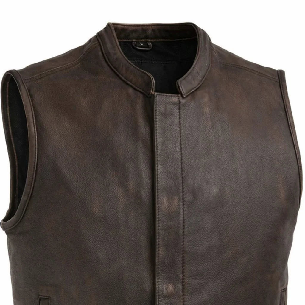 Brown leather vest | LuxRyder
