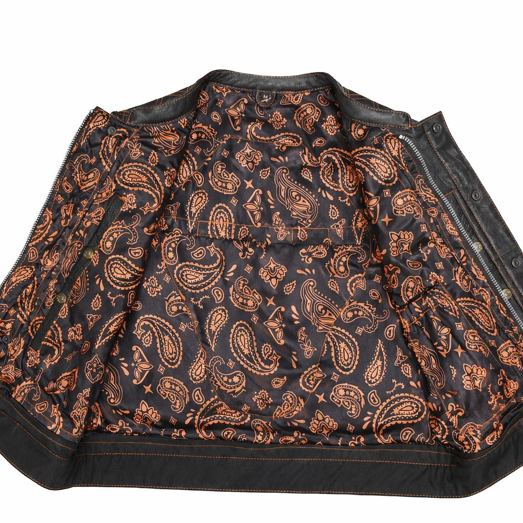 orange Leather Motorcycle Vest | LuxRyder