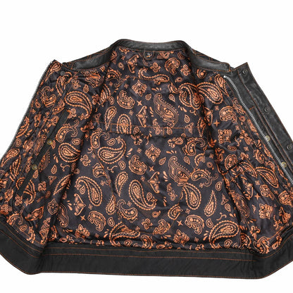 orange Leather Motorcycle Vest | LuxRyder