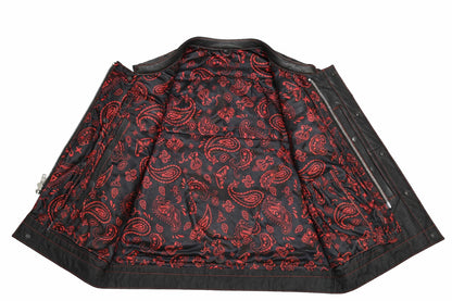 Red Leather Motorcycle Vest | LuxRyder