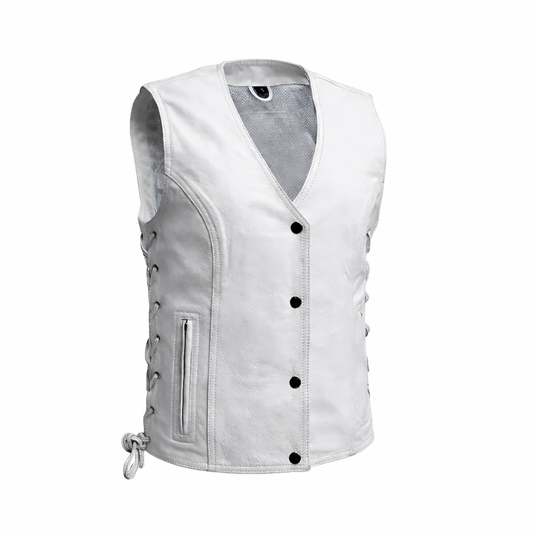 Leather white vest | LuxRyder