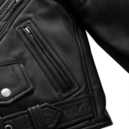 Women’s Cropped Leather Motorcycle Jacket with All-Season Wear - Lux Ryder