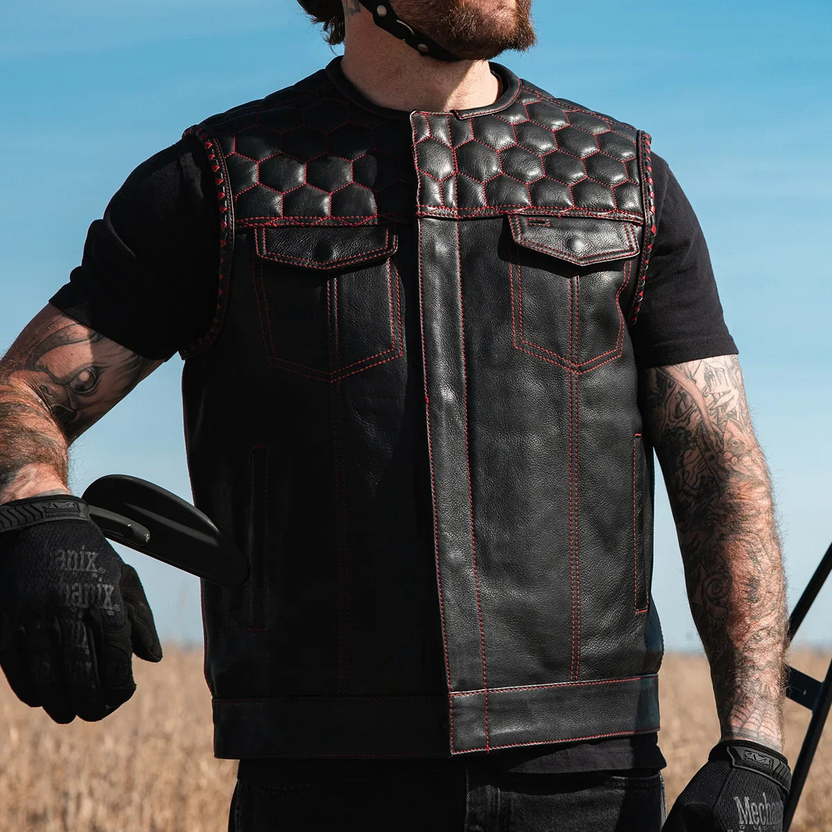 Hornet Men's Club Style Leather Vest - Lux Ryder