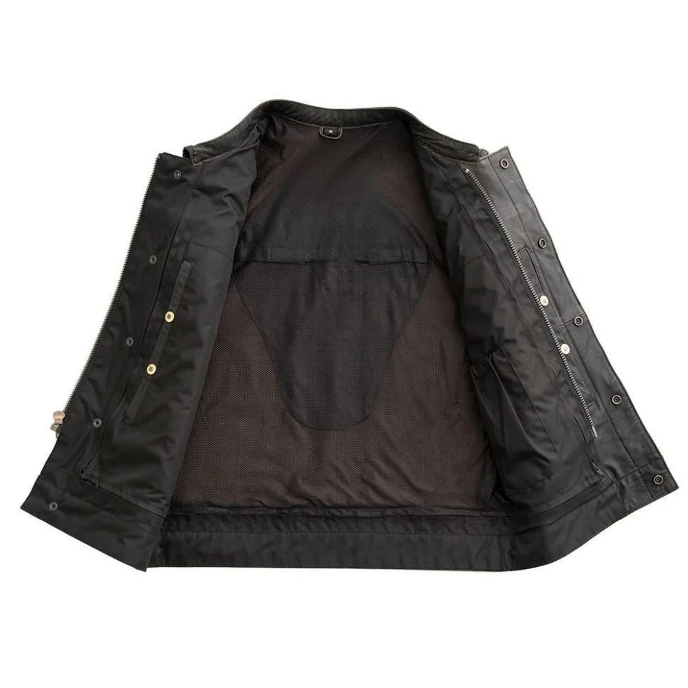 Sharp Shooter Men's Motorcycle Leather Vest - Lux Ryder