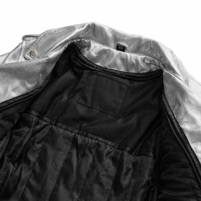 Women's Silver Leather Jacket | LuxRyder