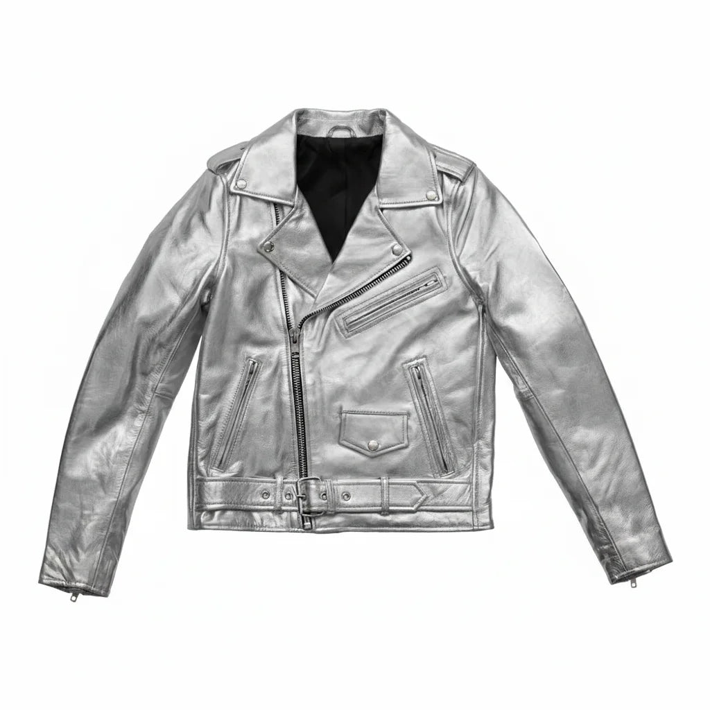 Women's Silver Leather Jacket | LuxRyder