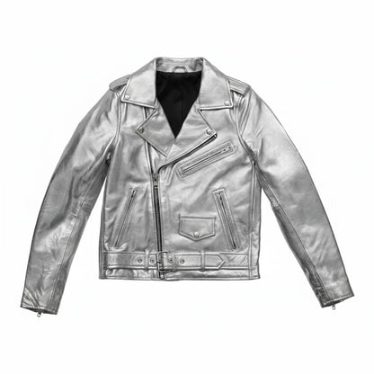 Women's Silver Leather Jacket | LuxRyder
