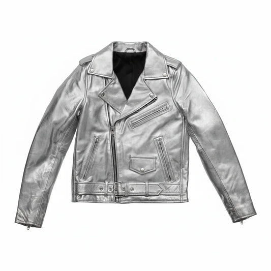 Women's Silver Leather Jacket | LuxRyder