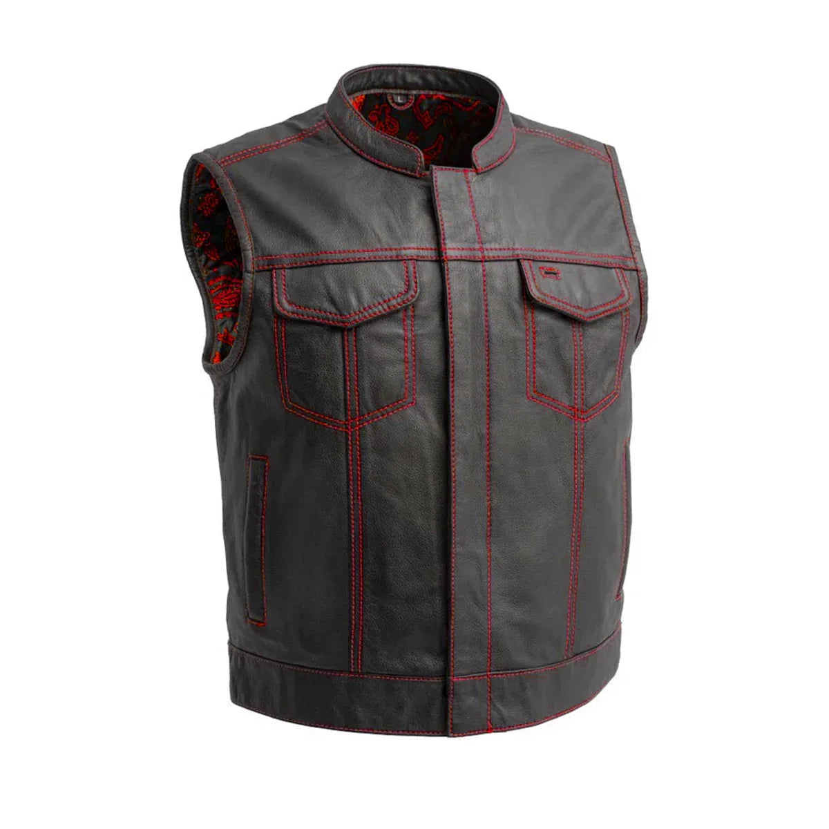 Men’s Leather Motorcycle Club Vest - Lux Ryder