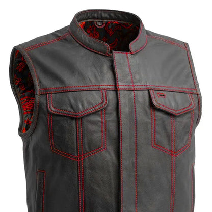 Men’s Leather Motorcycle Club Vest - Lux Ryder