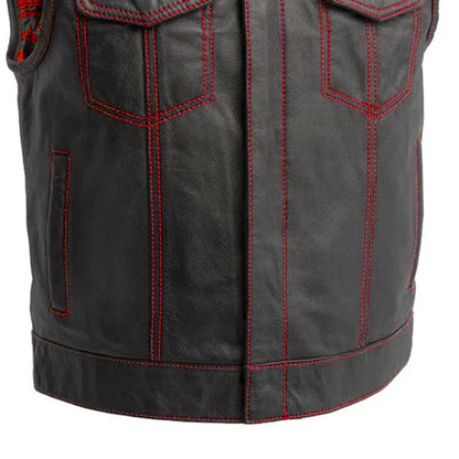 Men’s Leather Motorcycle Club Vest - Lux Ryder