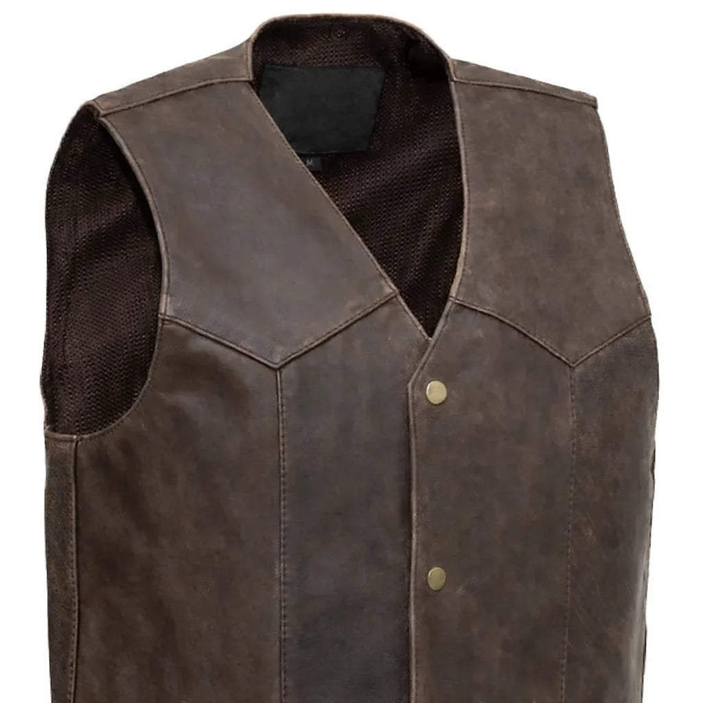Brown leather vest | LuxRyder