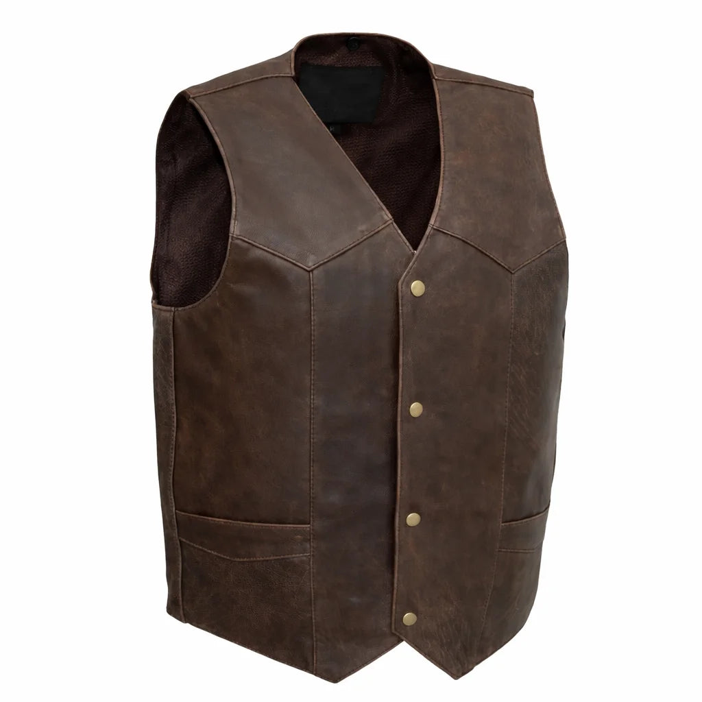 Brown leather vest | LuxRyder