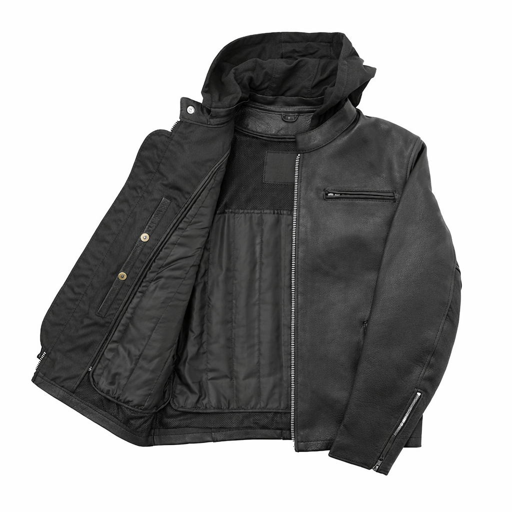 Black jacket with Removable Hood | LuxRyder