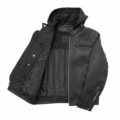 Black jacket with Removable Hood | LuxRyder
