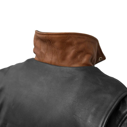 Men Leather Motorcycle Jacket with Classic Asymmetrical Zip - Lux Ryder