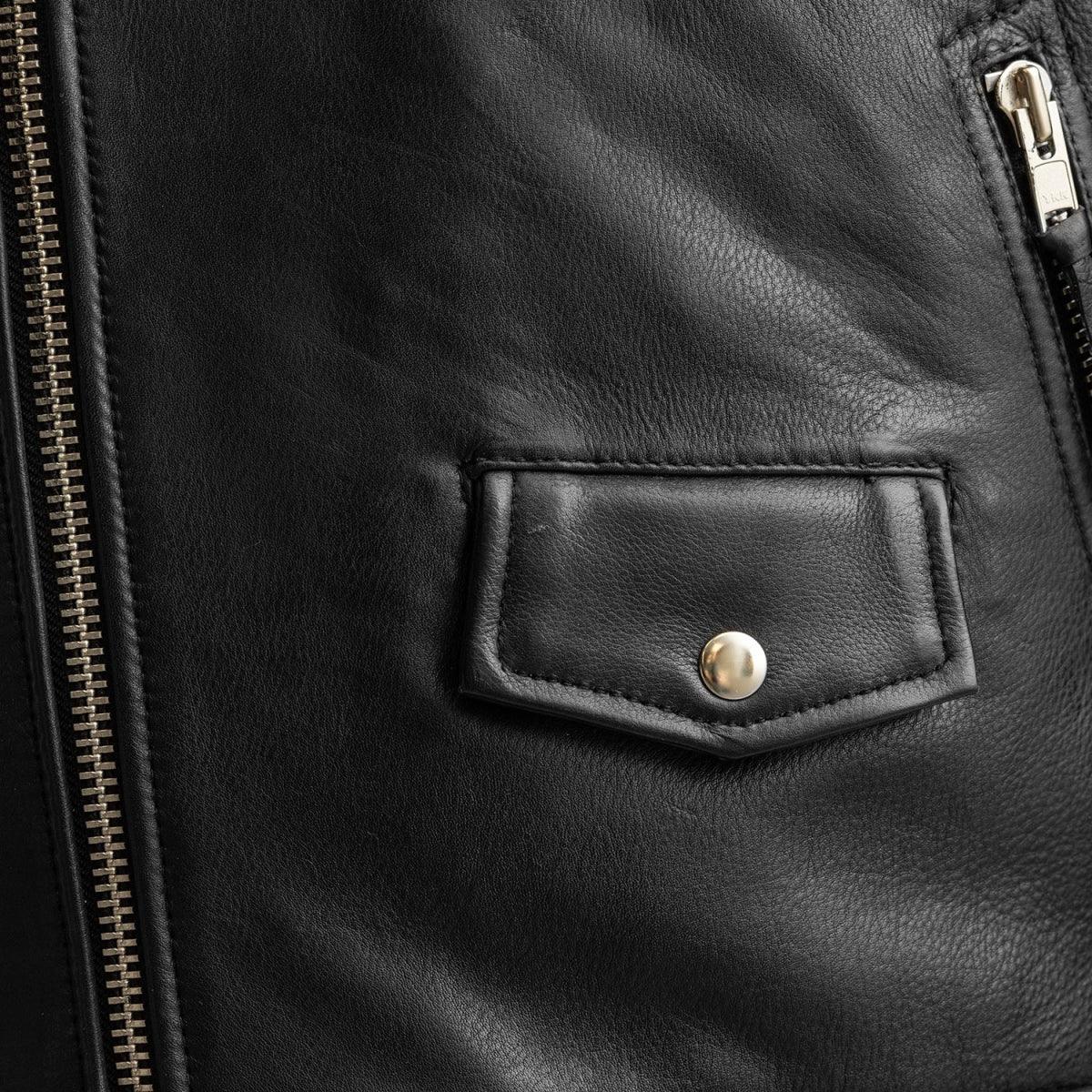 Men Leather Motorcycle Jacket with Classic Asymmetrical Zip - Lux Ryder