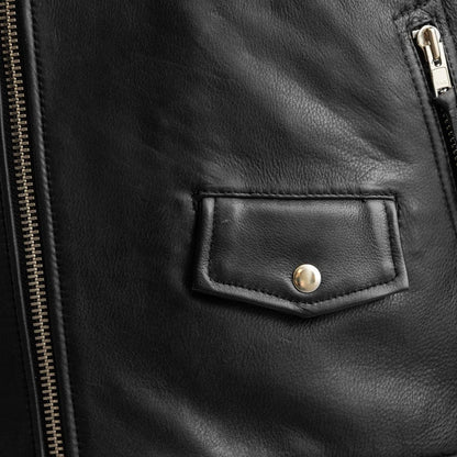 Men Leather Motorcycle Jacket with Classic Asymmetrical Zip - Lux Ryder