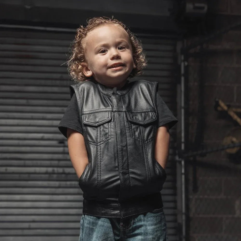 Bad Boy Kid’s Motorcycle Leather Vest – Classic Riding Look for Kids - Lux Ryder