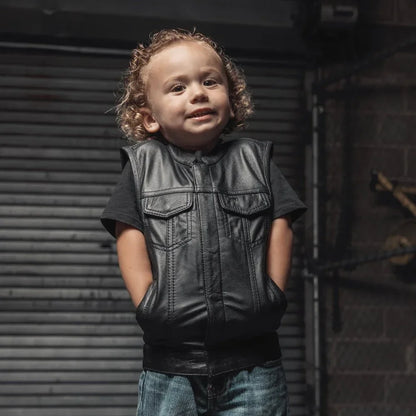 Bad Boy Kid’s Motorcycle Leather Vest – Classic Riding Look for Kids - Lux Ryder