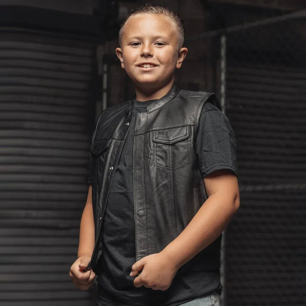 Bad Boy Kid’s Motorcycle Leather Vest – Classic Riding Look for Kids - Lux Ryder