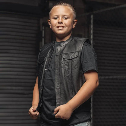 Bad Boy Kid’s Motorcycle Leather Vest – Classic Riding Look for Kids - Lux Ryder
