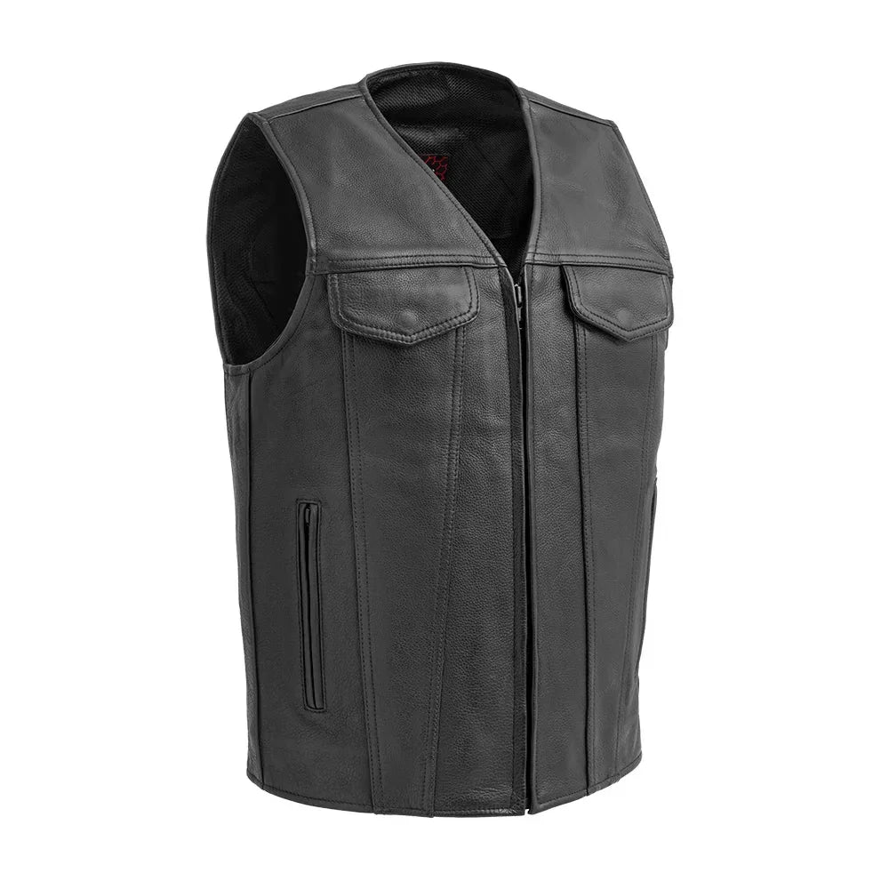 Badlands Men's Motorcycle Leather Vest - Lux Ryder