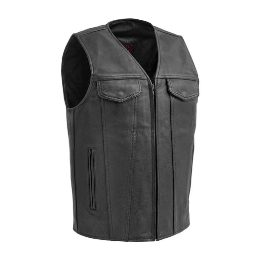 Badlands Men's Motorcycle Leather Vest - Lux Ryder