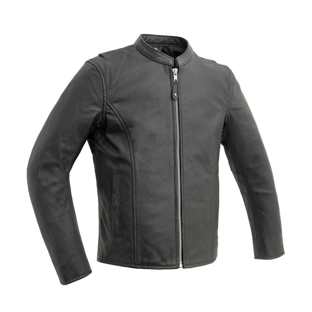 Bambino Kid’s Motorcycle Leather Jacket soft cowhide with center zip and zippered sleeves for easy movement