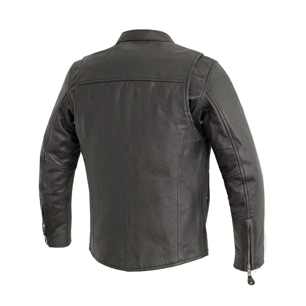 Bambino Kid’s Motorcycle Leather Jacket in soft cowhide with center zipper and zippered sleeves